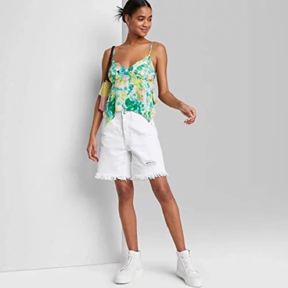 Wild Fable White High Rise Bermuda Shorts, 0/25